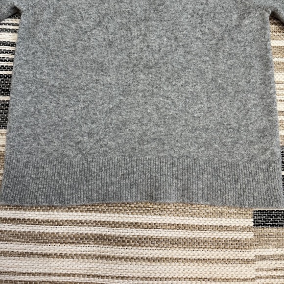 J Crew V Back Sweater Women's Velvet Tie XS Gray Bow Pullover Wool Blend Relaxed - Picture 4 of 12